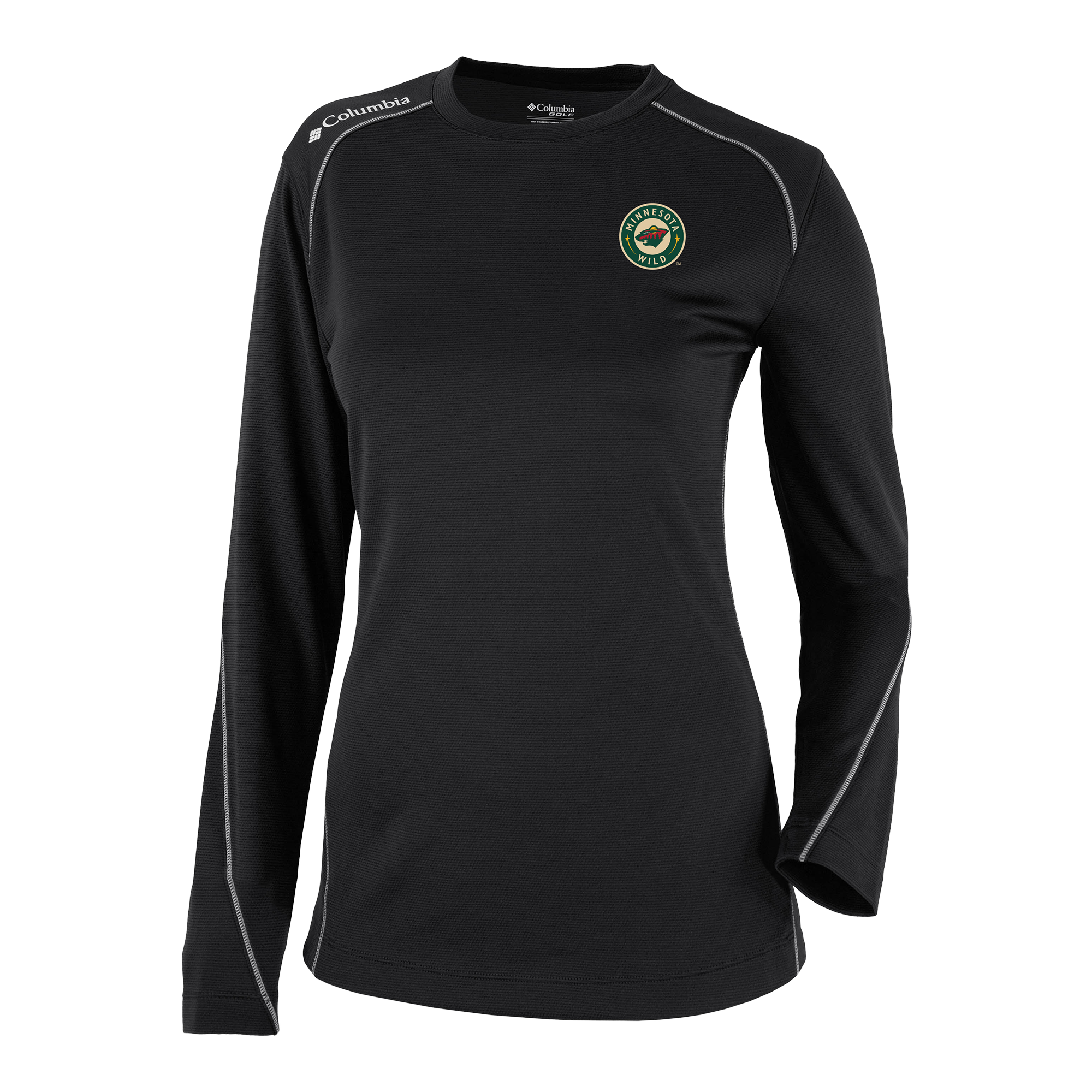 T-shirt à manches longues raglan noir Columbia Minnesota Wild Shotgun Omni-Wick pour femme